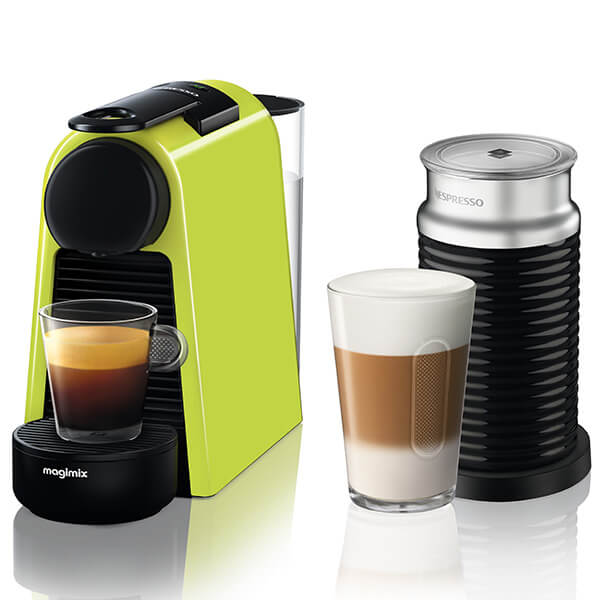 Magimix Nespresso Essenza Mini Lime Green and Aeroccino Coffee Machine 11374 Harts of Stur