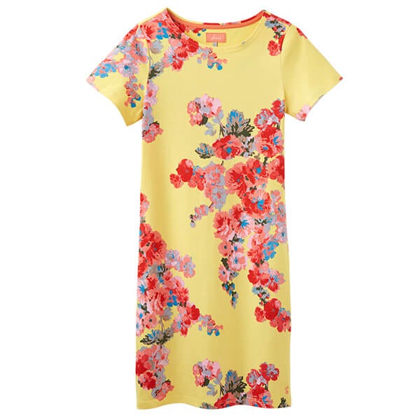 Joules Riviera Print Lemon Floral Printed Dress With Short Sleeves Size 12 Harts of Stur