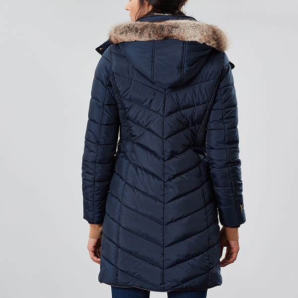 Joules Cherington Marine Navy Chevron Quilted Longline Padded Coat Harts of Stur