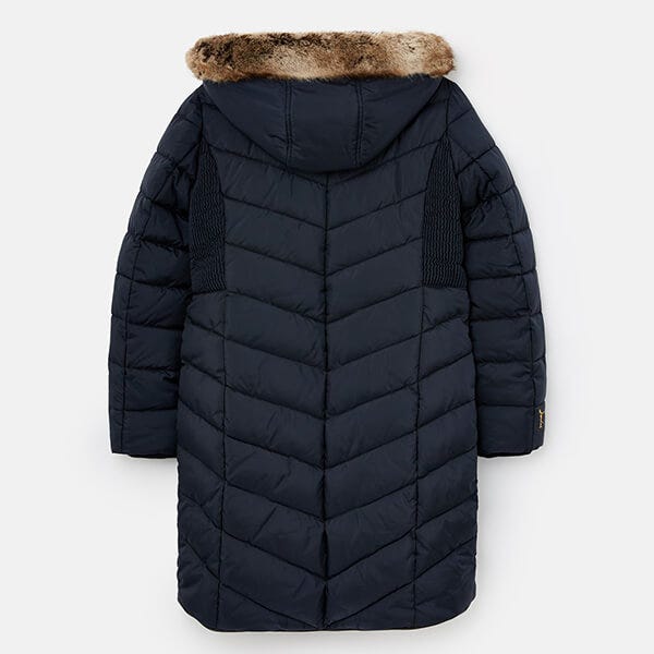 Joules Marine Navy Cherington Chevron Quilted Longline Padded Coat Size 14 Harts of Stur