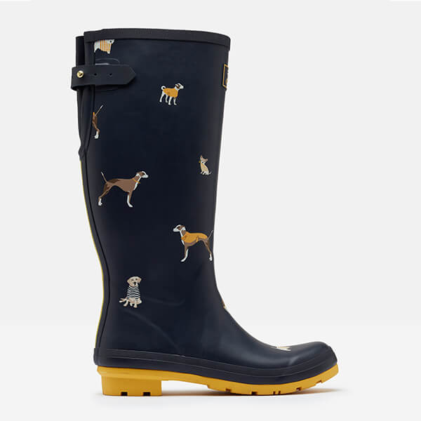 Joules Welly Print With Adjustable Back Navy Harbour Dogs Size 7 Harts of Stur