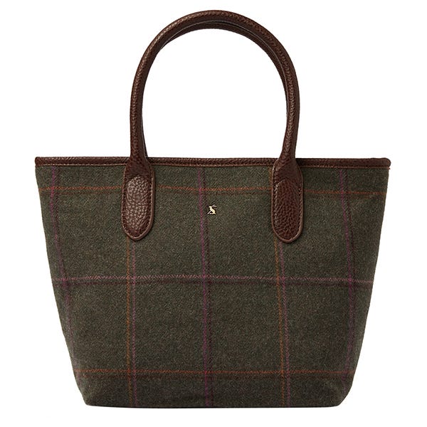 Joules Carey Dark Green Grid Tweed Grab Bag