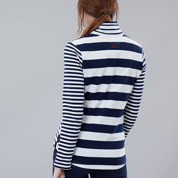 Joules Fairdale Cream Navy Stripe Sweatshirt With Zip Neck Harts of Stur