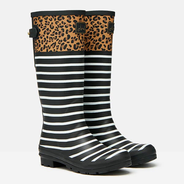 Joules Tan Leopard Stripe Printed Wellies with Back Gusset Harts of Stur