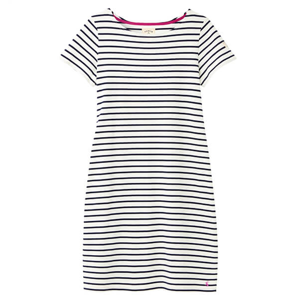 Joules Cream Stripe Riviera Long Short Sleeve Jersey Dress Size 12 Harts of Stur