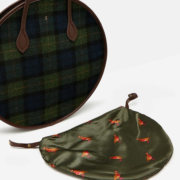 Joules green tweed bag online