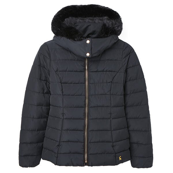 Joules Navy Cassington Padded Coat with Fur Collar and Hood Size 16 Harts of Stur