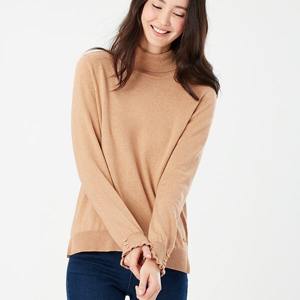 Tan roll neck jumper womens online