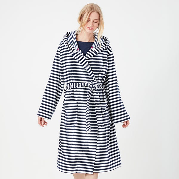 Joules Navy Cream Stripe Rita Dressing Gown Harts of Stur