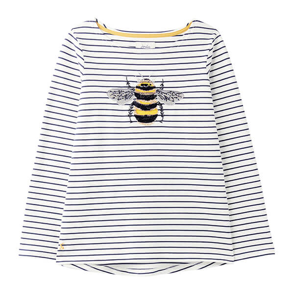 Joules Bee Embellishment Harbour Luxe Long Sleeve Jersey Top