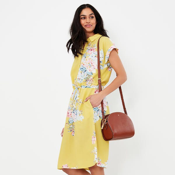 Joules Lemon Floral Allison 1 2 Placket Linen Shirt Dress Harts of Stur