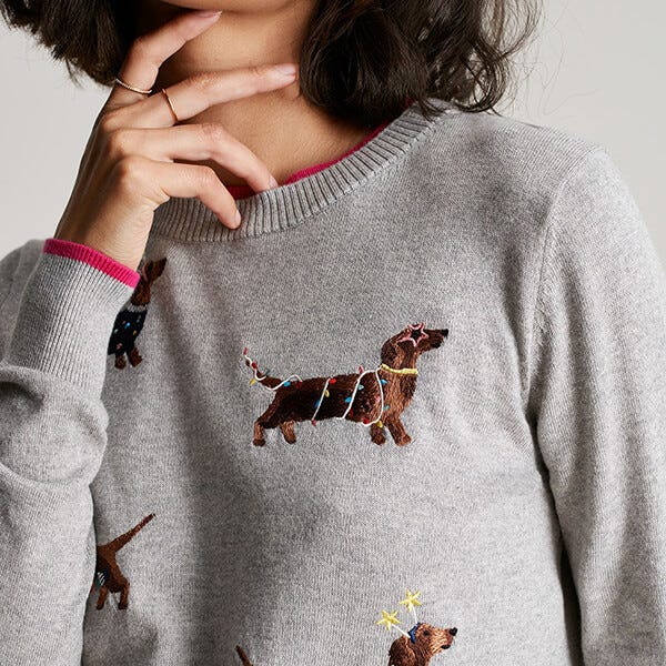 Joules Grey Dog Mariella Festive Intarsia Jumper Harts of Stur