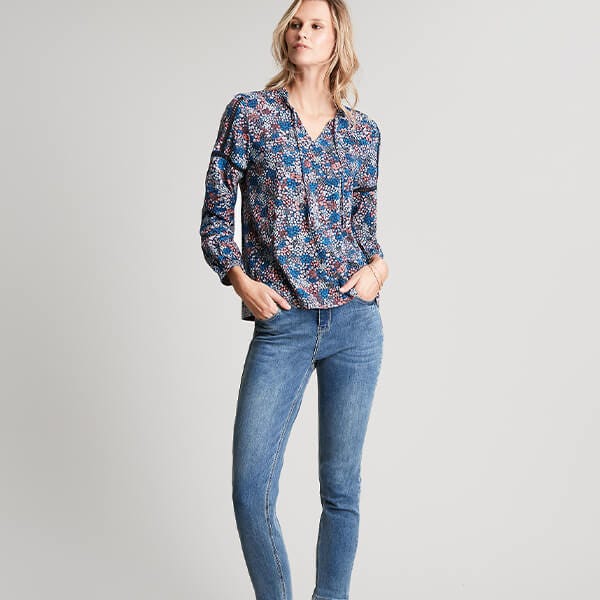 Joules Navy Ditsy Frances Cut Detail Blouse Harts of Stur