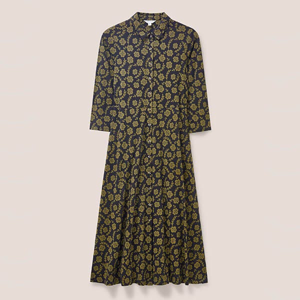 White Stuff Rua Jersey Shirt Dress Green Print | Harts of Stur