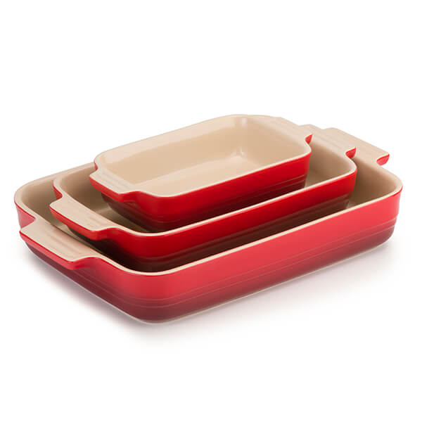 Le Creuset Heritage Cerise Rectangular Dishes, Set of 3