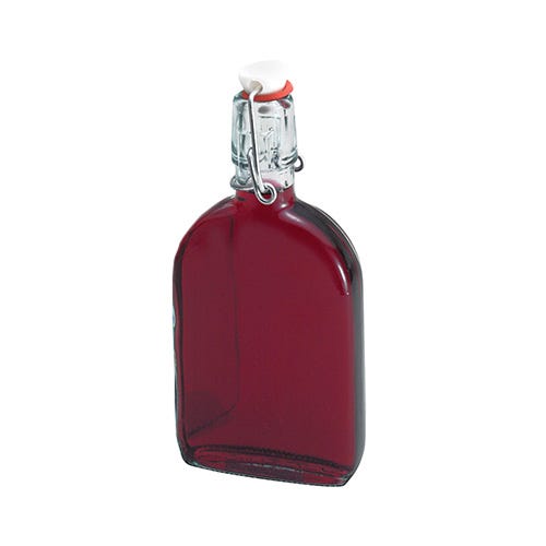 Unbranded Padova Sloe Gin Flat Bottle With Swing Stopper - 200ml Flask Glass Preserving - 200ml padova flat bottle gin flask glass preserving sloe oil vinegar