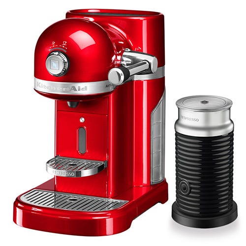 KitchenAid Artisan Nespresso Empire Red Coffee Maker Aeroccino 3 Bundle 5KES0504BER Harts of Stur