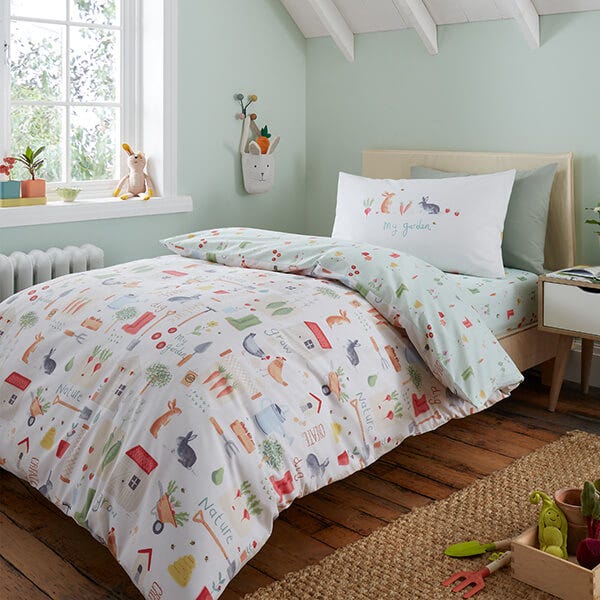 RHS Childrens My Allotment Double Duvet Set Natural