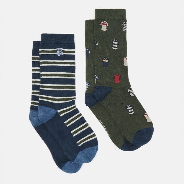 Joules Mens Green Polo Kingsbury Socks Pack of 2 Size 7 11 Harts of Stur