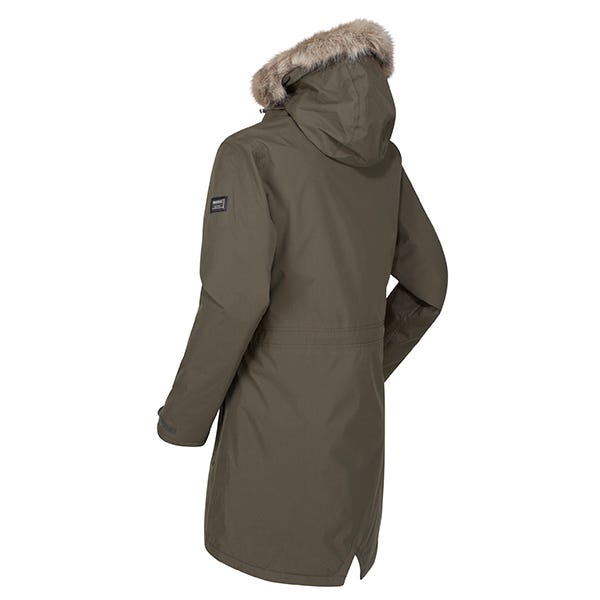 Regatta Dark Khaki Serleena II Waterproof Insulated Fur Trimmed Hooded Parka Jacket Harts of Stur