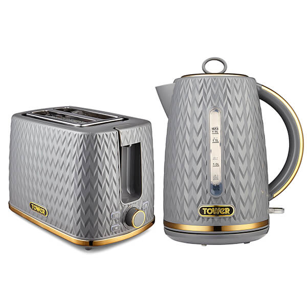 Tower Empire Kettle and 2 Slot Toaster Set Grey T1005220054GRY Harts of Stur