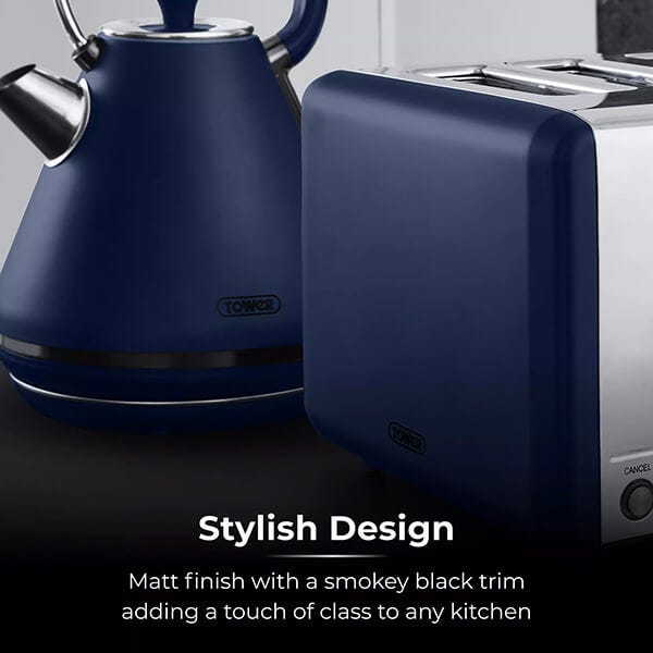 Tower Sera Kettle 4 Slice Toaster Set Midnight Blue T1007920086MNB Harts of Stur