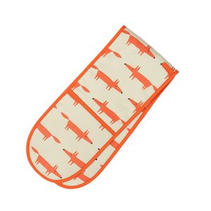 Double Oven Gloves With Red Orange Pink Stripes 