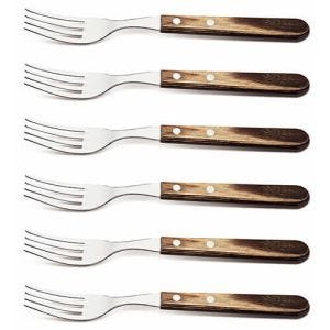 Tramontina Cutlery Set with Steak Knives, 8 Piece Sharp Knife and Fork Set  with Wooden Handles, ‎Camping, Kitchen, Rustic, Dishwasher Safe, 29899296