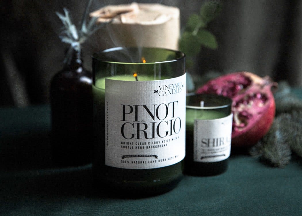 Vineyard Wine Bottle Pinot Grigio Candle