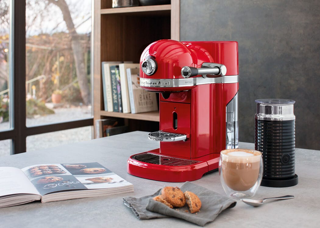 KitchenAid Artisan Nespresso Empire Red Coffee Maker & Aeroccino 3