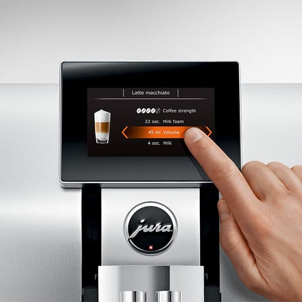 Jura Coffee Machine with touchscreen setting for strength of coffee