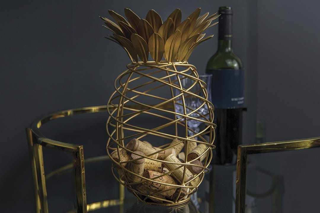 BarCraft Gold Finish Pineapple Cork Collector